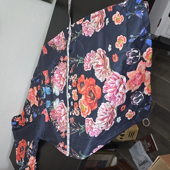 Asos Plus Size Curvy Floral Fitted Dress V Back And Hidden Zipper Plus Size 16 - Picture 11 of 12